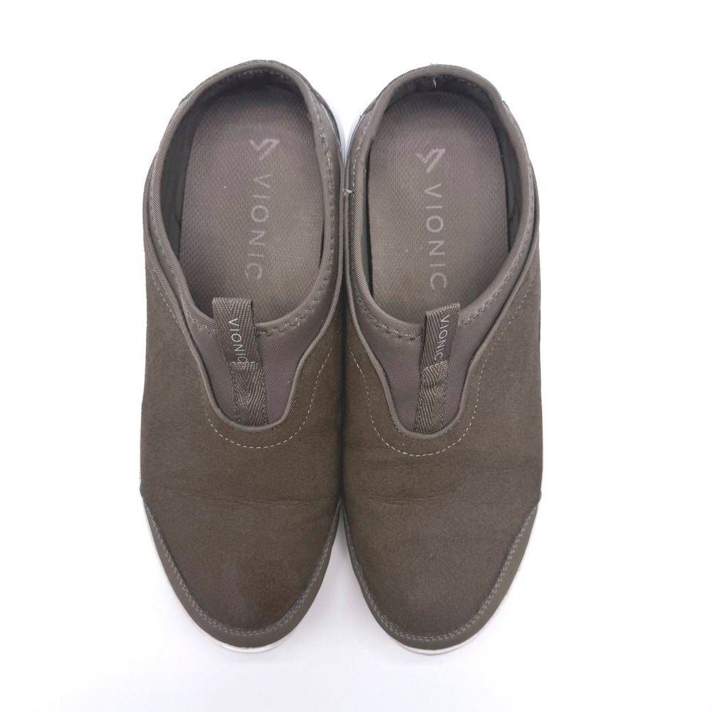 Vionic Adell Brown Suede Slip On Mule Sneakers ASR1753 Womens 11 Wide Orthotic - Picture 2 of 9